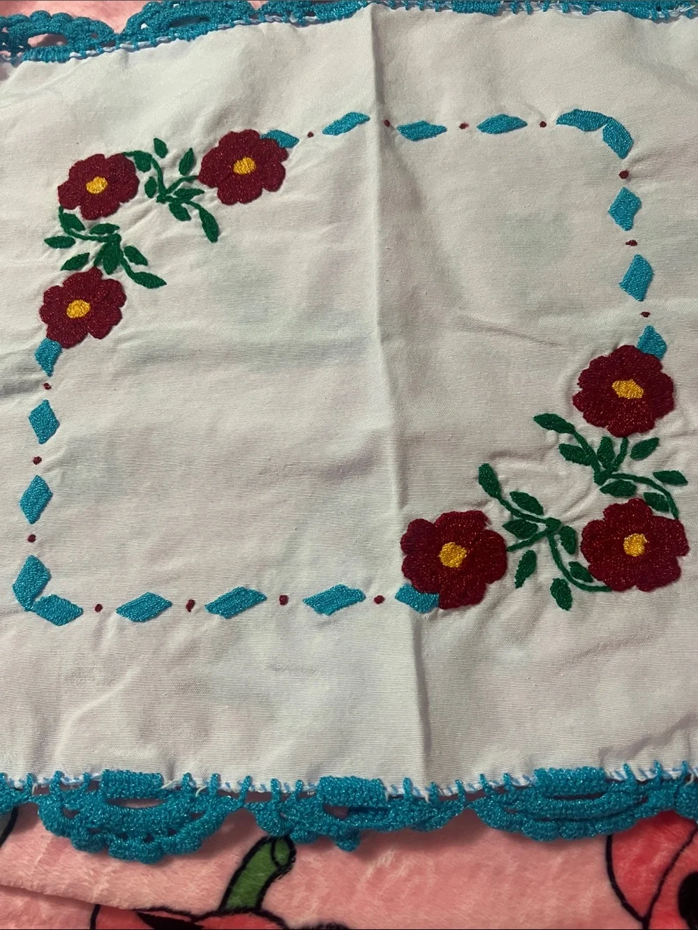 Hand-Embroidered Mexican Tortilla Warm - Blue Edge